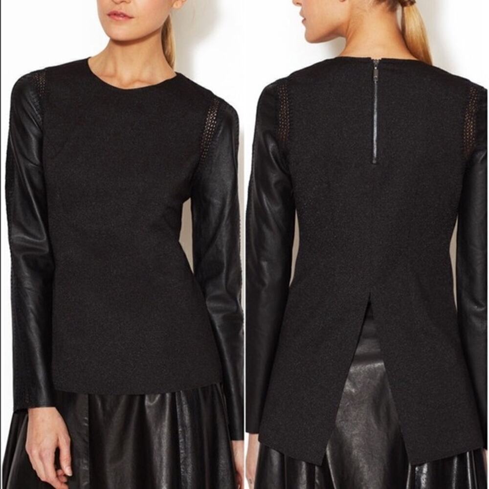 Stella & Jamie Black Leather Rio Top Size Small